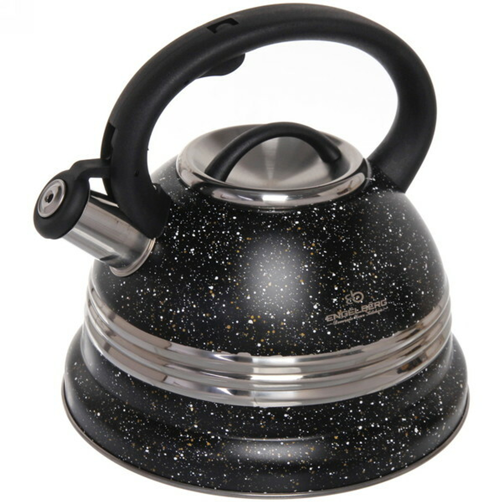 Чайник из нержавеющей стали 3,5л «Грация» со свистком, черный