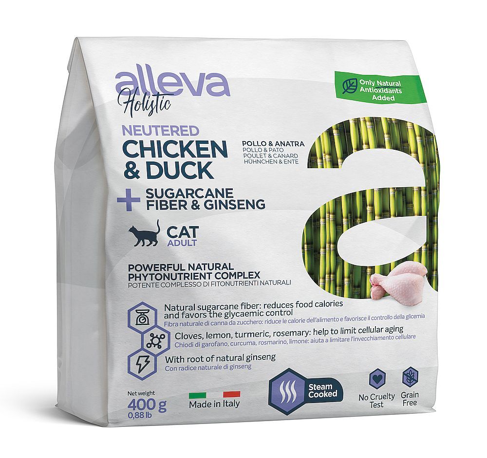 Сухой корм Alleva Holistic Chicken &amp; Duck для стерилизованных кошек с курицей и уткой с добавлением женьшеня, пакет 400г