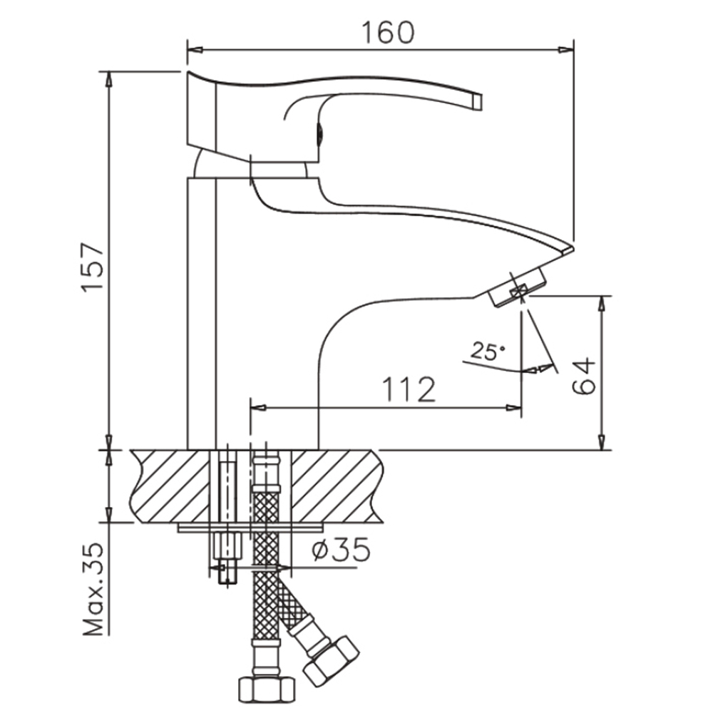 Смеситель для раковины 40к HB1070 HAIBA б/отв п/шпильку^