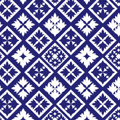 Сине белый цветочный узор в стиле средневековья