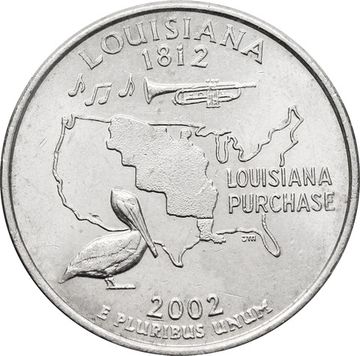 25 центов (1/4 доллара, квотер) 2002 США «Штат Луизиана» (P)