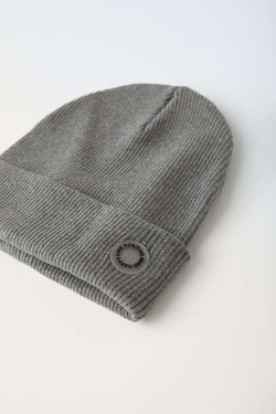 ZARA ХЛОПКОВАЯ ШАПКА-БИНИ В РУБЧИК, МЯГКИЙ СЕРЫЙ