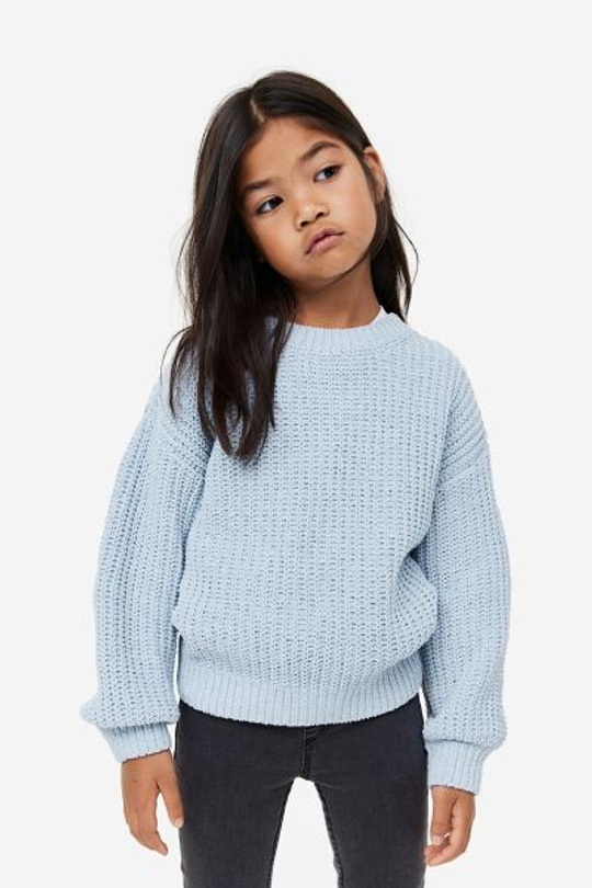 H&M Трикотажный свитер крупной вязки, светло-голубой