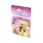 Блокнот в футляре, 14,5 см * 20,5 см, 7БЦ, Alingar, ламинация, замочек, вн.блок с дизайном, в линию, 45 л., "Медвежонок", белый