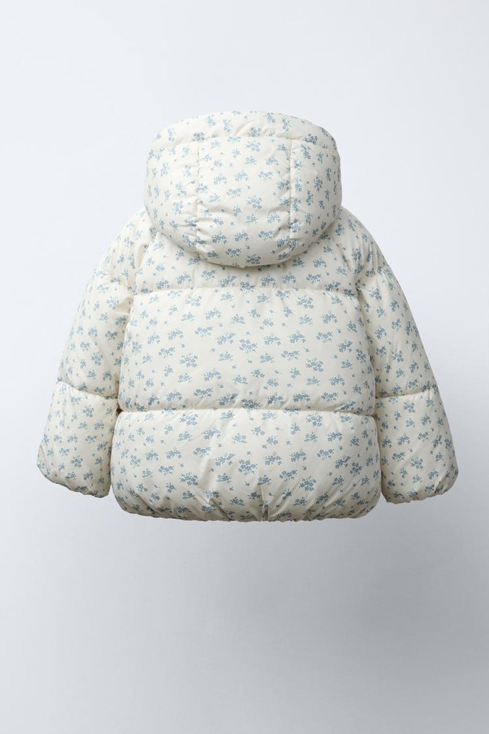 ZARA СТЕГАНАЯ ФЛИСОВАЯ КУРТКА С ПРИНТОМ, ЭКРЮ