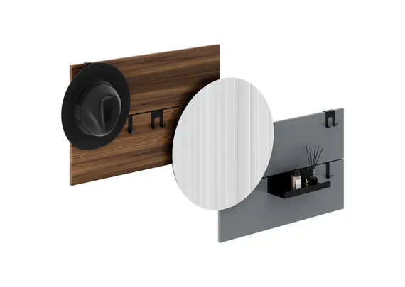 Вешалка Stripe M горизонтальная с зеркалом D 60 см (орех, серый)