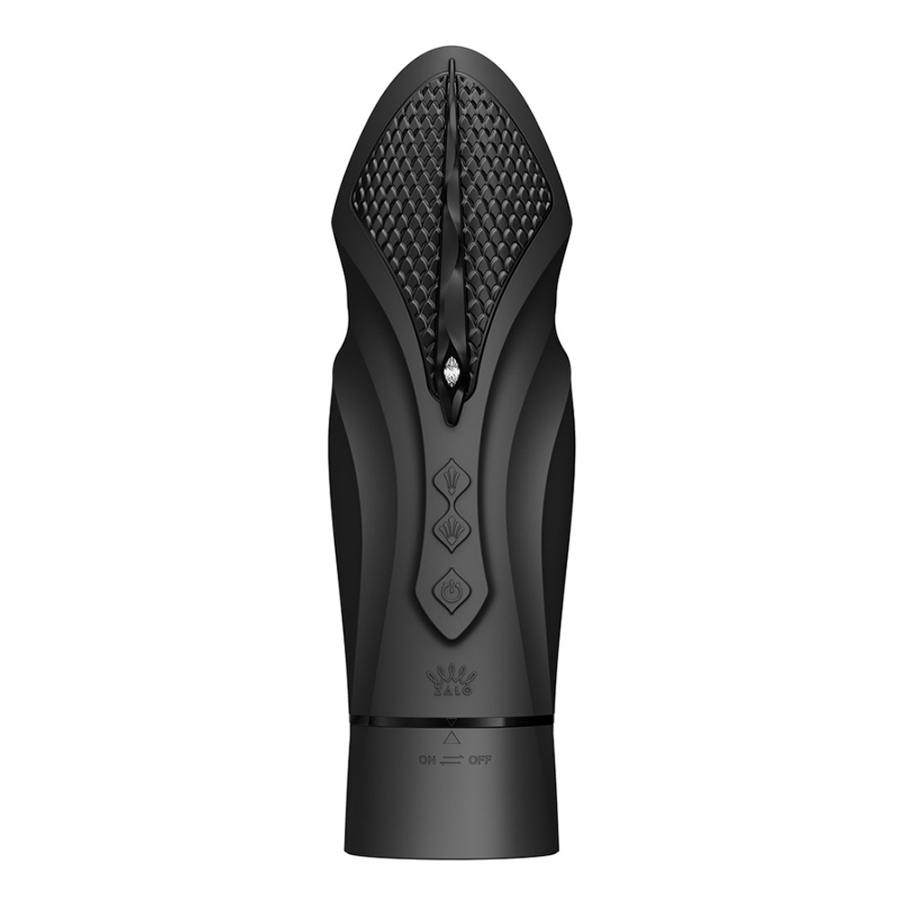 Чёрная компактная секс-машина 37,9см с двумя насадками и функцией нагрева Zalo Sesh Compact Sex Machine Obsidian Black