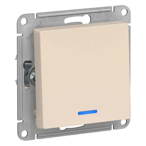 Atlas Design 1-клавишный выключатель с подсветкой, сх.1а, 10АХ, механизм, бежевый