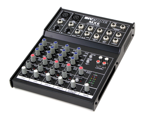INVOTONE MX6 - микшерный пульт,2 микрофонных входа, XLR и балансный Jack,2 стерео входа.