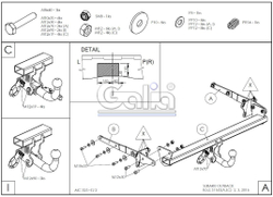 Фаркоп оцинкованный Galia S116A для Subaru Outback 2015-(паспорт и сертификат в комплекте)(без электрики)