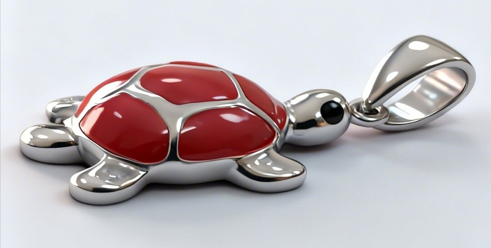 Ювелирная подвеска "Черепаха", серебро 925, с эмалью и фианитами