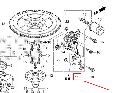 15410-ZY6-040ZA FLANGE, OIL FILTER *NH8* (DARK GRAY)