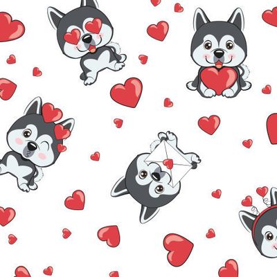 щенки Аляскинского маламута с сердечками