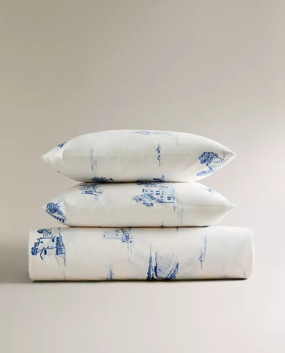 ZARA HOME ПОДОДЕЯЛЬНИК С ПРИНТОМ, СИНИЙ