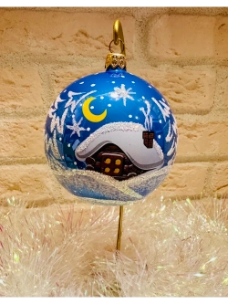 Елочный шар "Лесная избушка " 8.5см