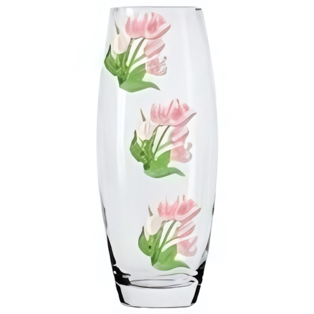 Ваза стеклянная 26см «Весенние тюльпаны» FLORA D43966/01