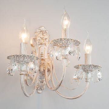 Бра 3305/3 белый с золотом/прозрачный хрусталь Strotskis Alda Eurosvet