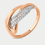 Кольцо женское из красного золота 585 пробы с фианитами (арт. 022671-1102)