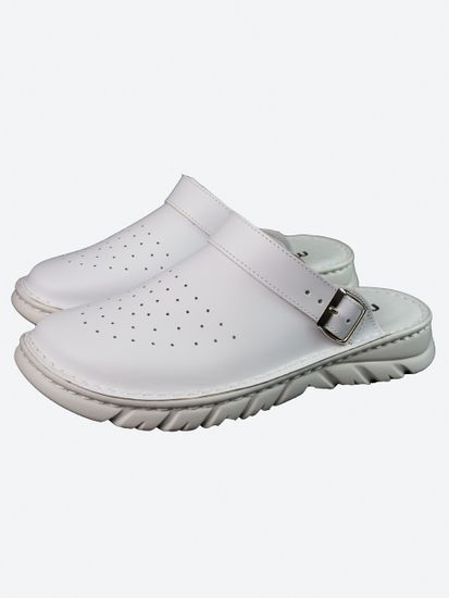 10 | "Vlado" | Белые мужские медицинские сабо натуральная кожа