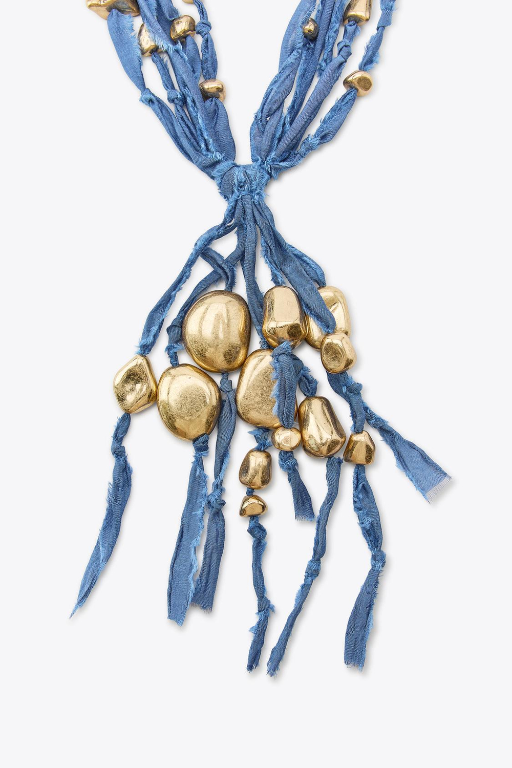 ZARA ОЖЕРЕЛЬЕ ИЗ ТКАНИ С МЕТАЛЛИЧЕСКИМИ ДЕТАЛЯМИ, ЗОЛОТИСТЫЙ