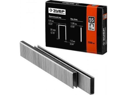 Скоба ЗУБР 20мм д/мебел.степлера тип18GA