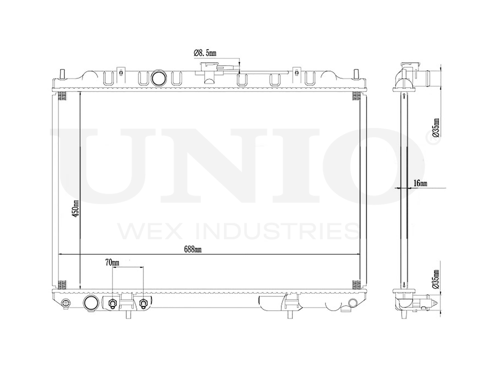 Радиатор охлаждения двигателя UNIO RAD-10039