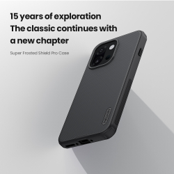 Усиленный противоударный чехол черного цвета от Nillkin для OnePlus 13T и 13s, серия Super Frosted Shield Pro
