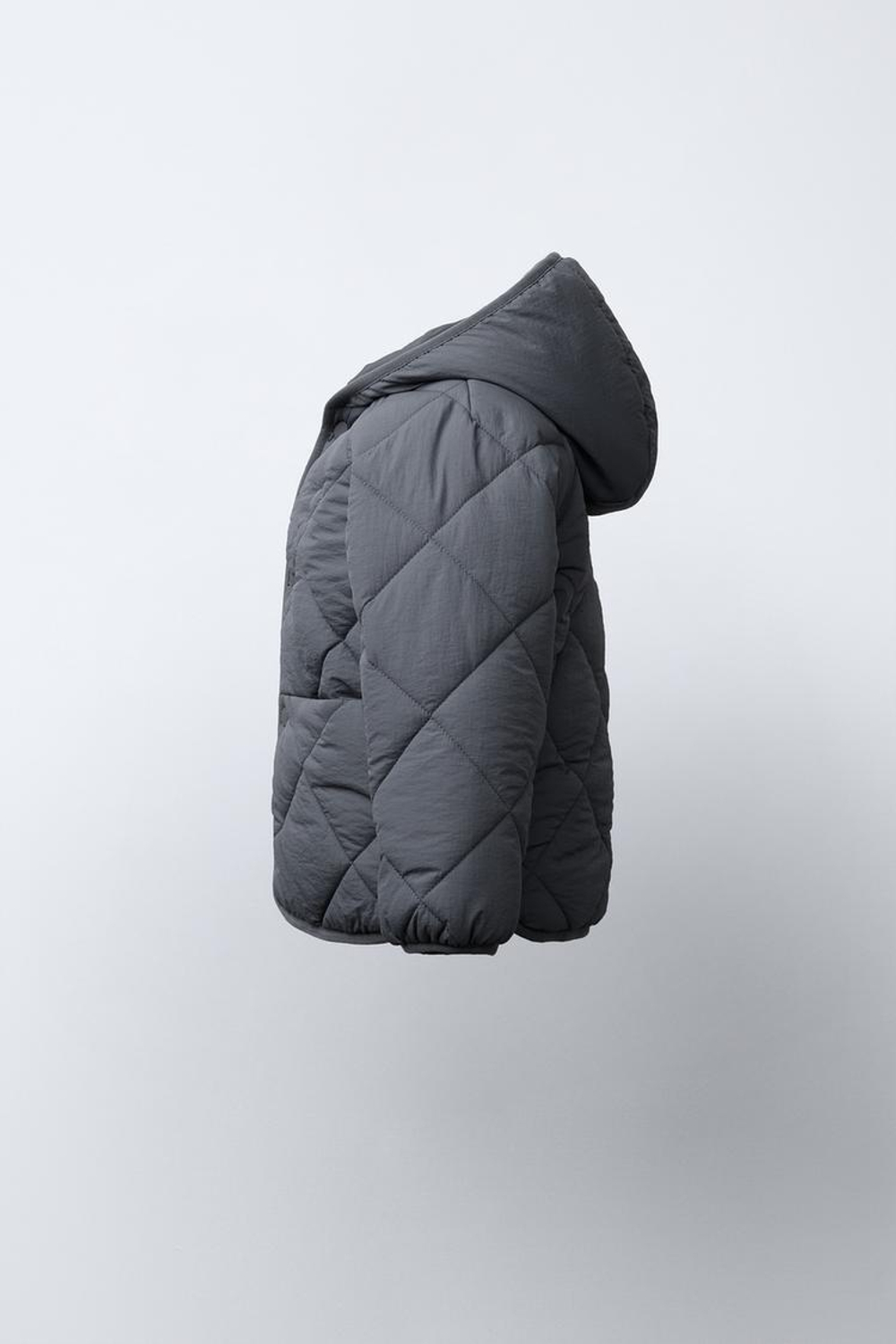 ZARA СТЕГАНАЯ КУРТКА WATER REPELLENT, АНТРАЦИТОВО-СЕРЫЙ