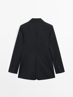 Massimo Dutti Костюмный пиджак из тонкой шерсти, темно-синий
