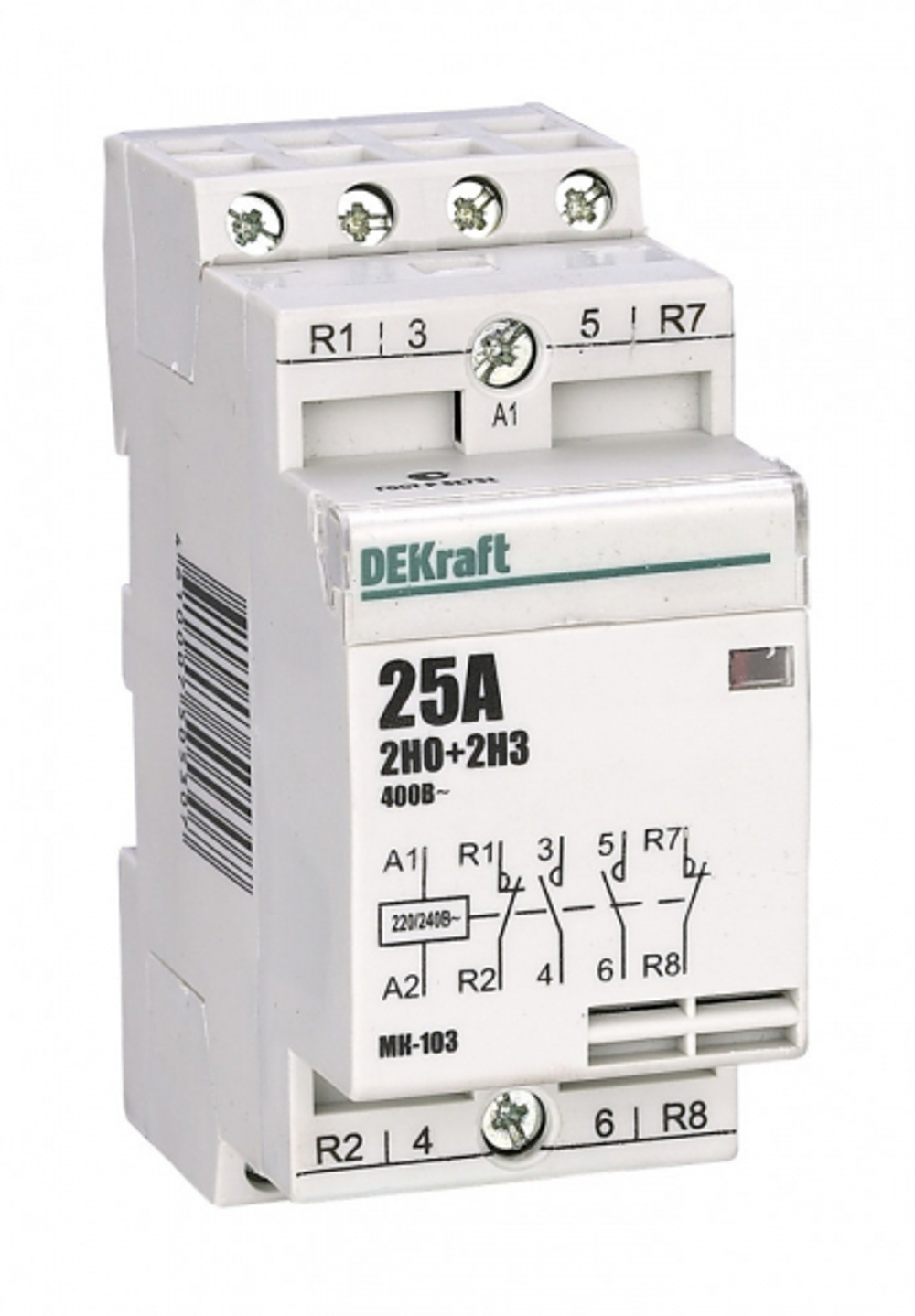 Контактор модульный 25А 230В 2НО+2НЗ АС МК-103 18069DEK DEKraft
