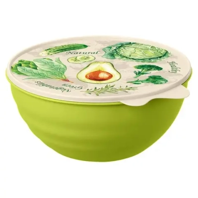 МИСКА С КРЫШКОЙ С ДЕКОРОМ WAVE 2,8Л (Зеленый)