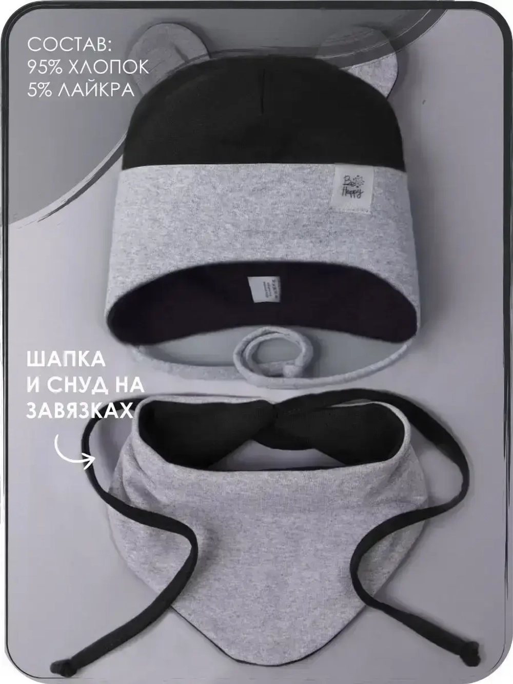 Шапка детская осенняя с ушками и снуд