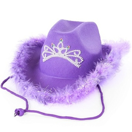 Шляпа Кантри Гламур с перьями и короной фетр Сиреневый