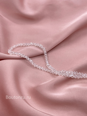 Бусины стеклянные биконусы на нити прозрачные