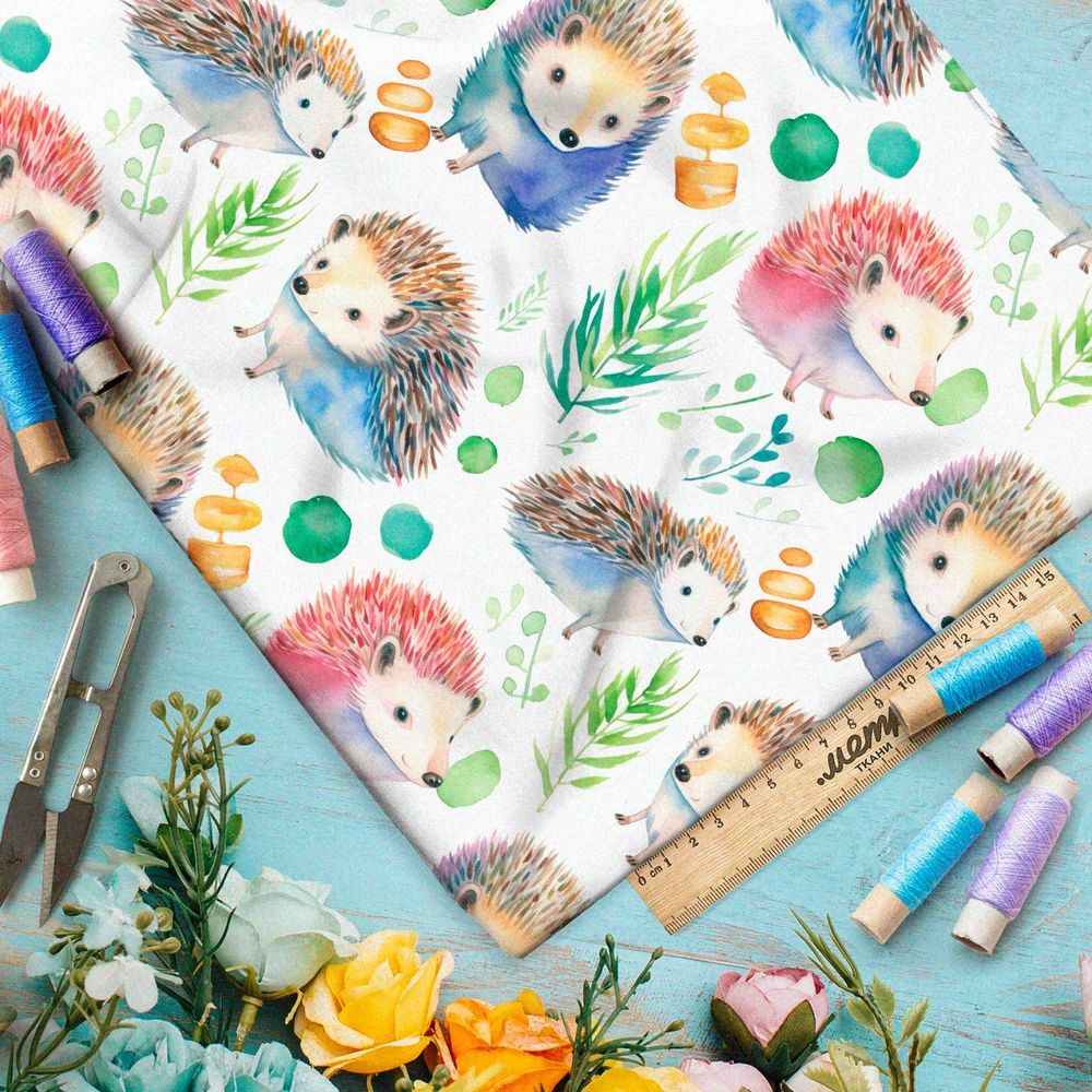 Ткань премиум Оксфорд 600D разноцветные ёжики