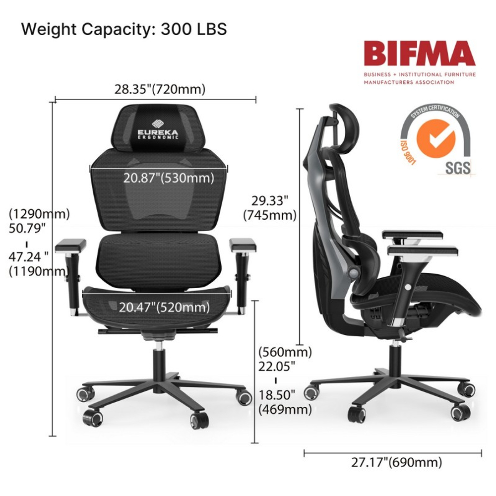 Эргономичное компьютерное кресло (для геймеров) Eureka TYPHON, Grey (ERK-GC05-GY)