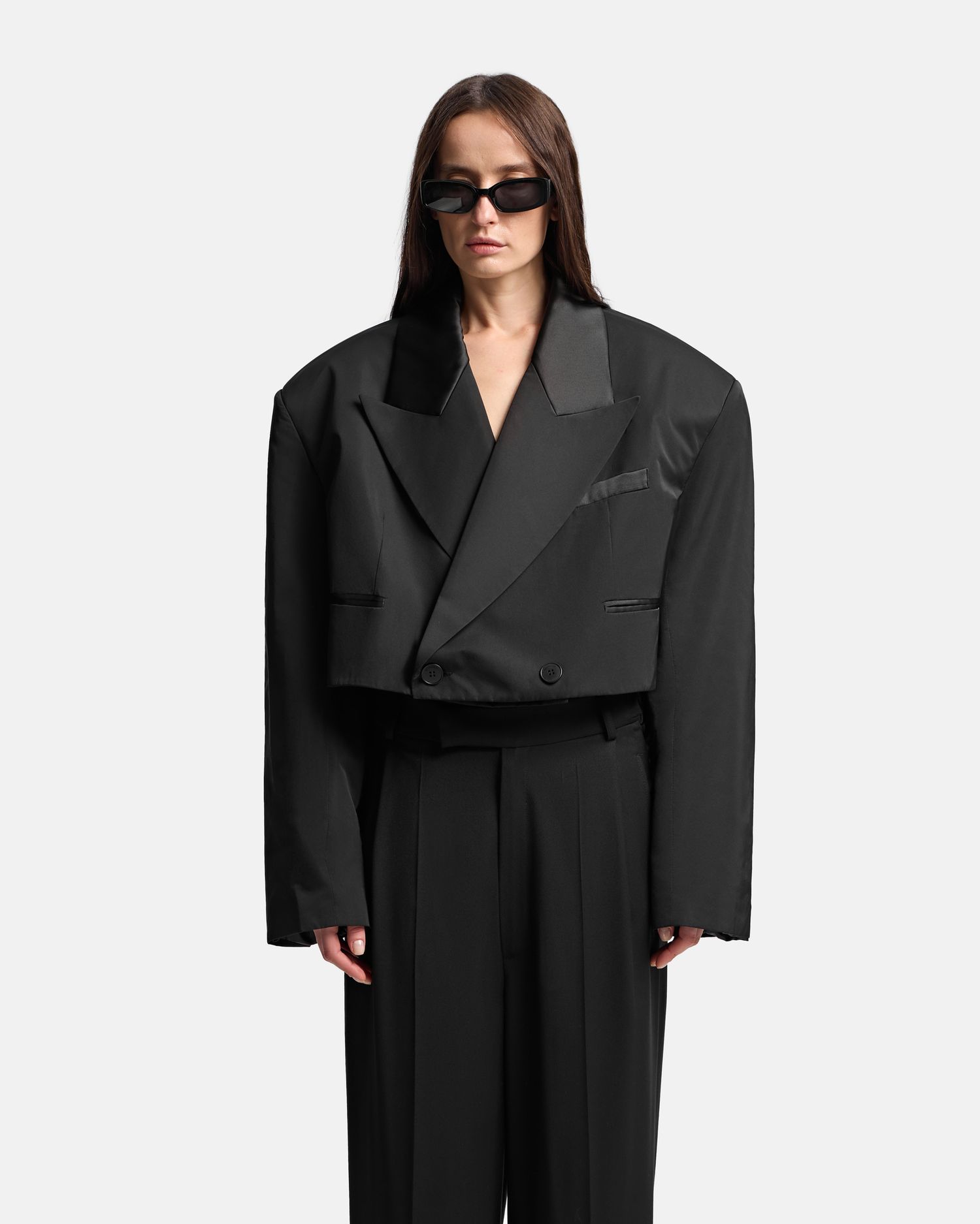 Укороченный пиджак из плащевой ткани