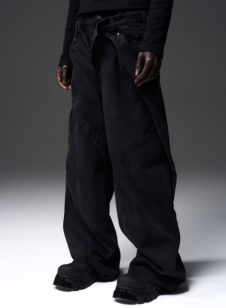 [FROM MOSCOW] Джинсы BLIND x BLACK8 Double Waist Deconstructed Jeans