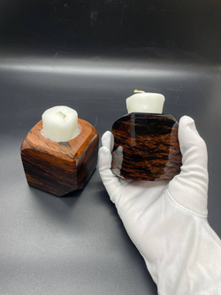 Подсвечник обсидиановый скругленный