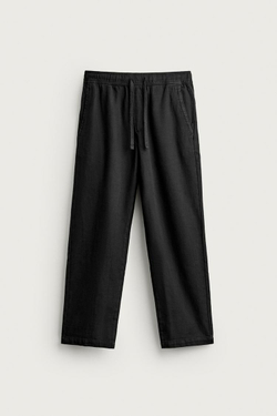 ZARA БРЮКИ СВОБОДНОГО КРОЯ С ФАКТУРОЙ, ЧЕРНЫЙ