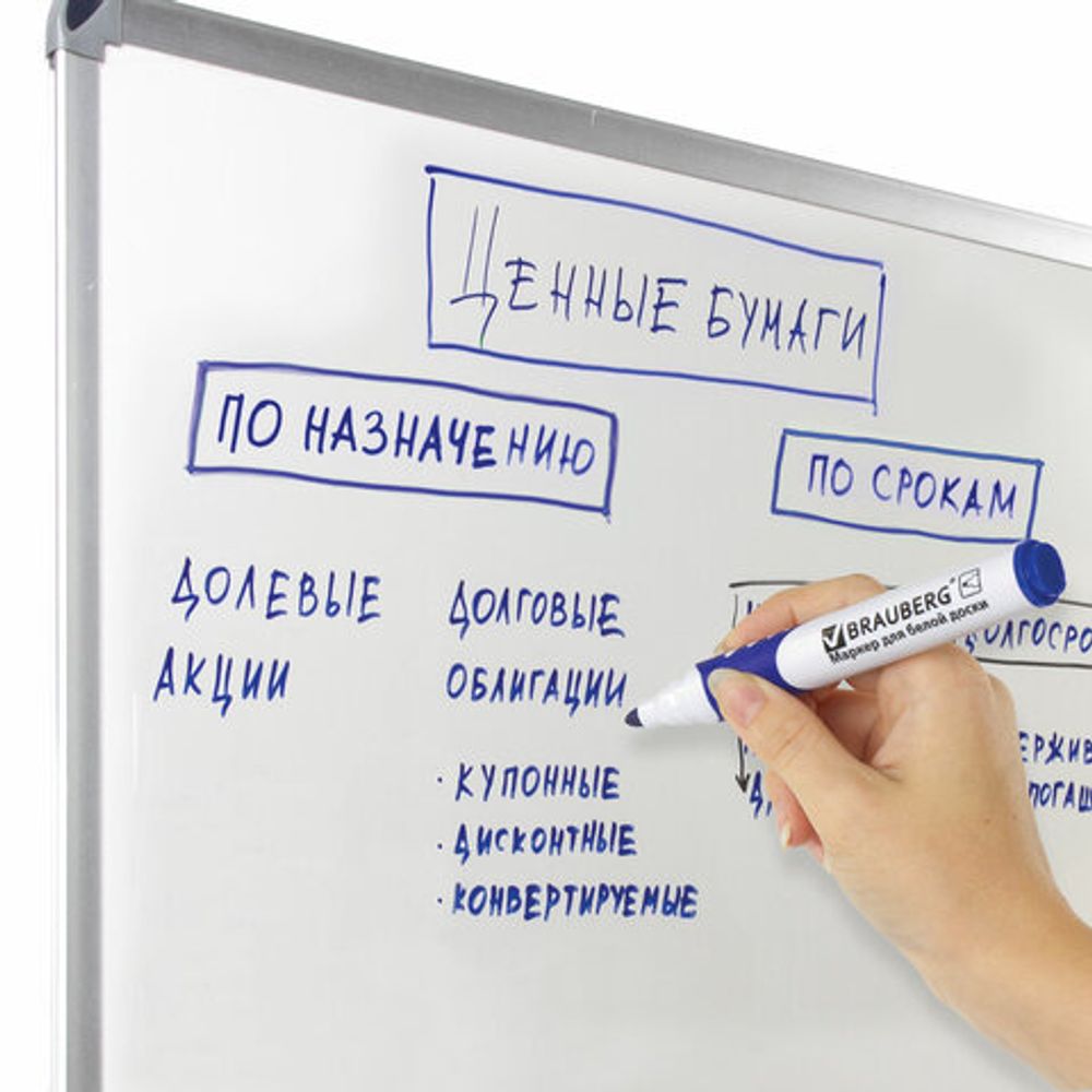 Маркер стираемый для белой доски СИНИЙ, BRAUBERG "SOFT", 5 мм, резиновая вставка, 151249
