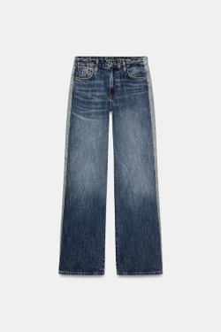 ZARA ДЖИНСЫ ПРЯМОГО КРОЯ СО СРЕДНЕЙ ПОСАДКОЙ — ZW COLLECTION, СИНИЙ