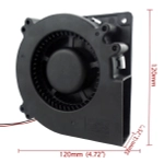 Вентилятор улитка +12V 120x120x32 мм (втулка скольжения, 2500 об/мин, 0.5А)