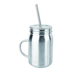 Кружка для коктейля 650 мл с трубочкой d 7,5 см h14 см нерж. P.L. - Kingtex