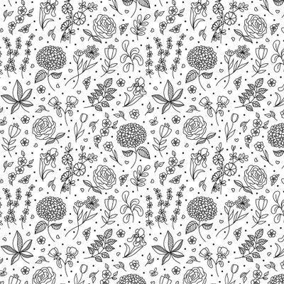 Весенние цветы (чёрно-белые дудлы)