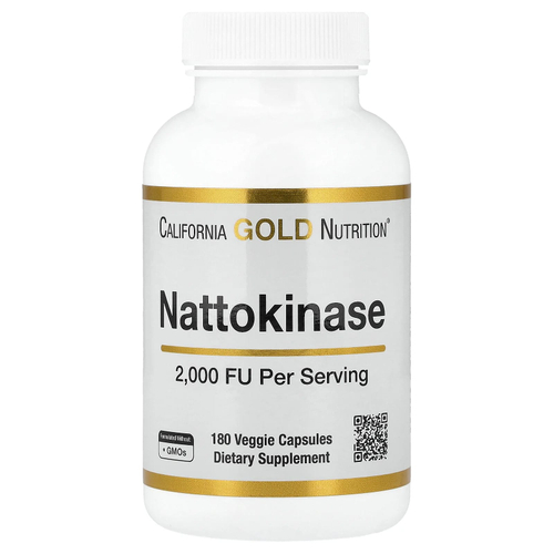 California Gold Nutrition, наттокиназа, протеолитический фермент, 2000 FU, 180 растительных капсул