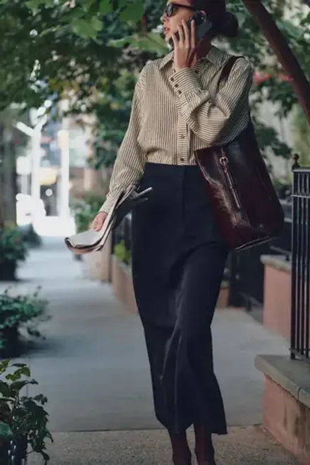ZARA ЮБКА-КАРАНДАШ ДЛИНЫ МИДИ, МОРСКОЙ СИНИЙ