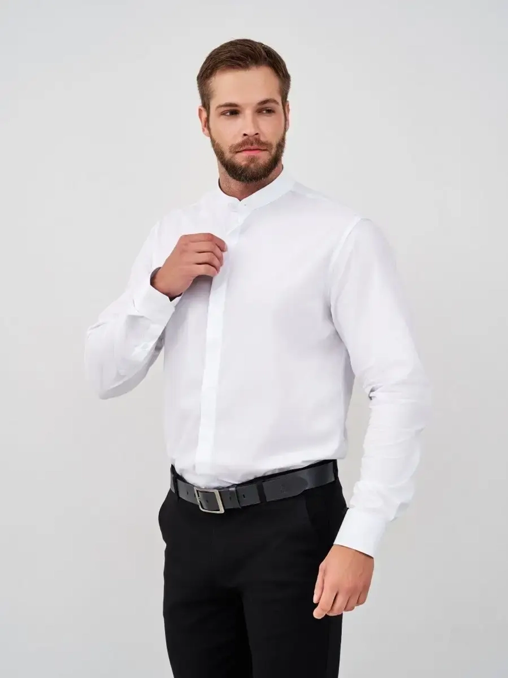Рубашка без воротника приталенная SLIM FIT