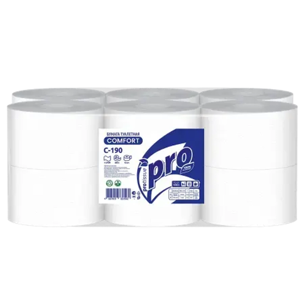 Бумага туалетная 1сл 200м целлюлоза 100% белая PROtissue