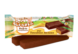 Вафли Коровка вкус Топленое молоко глазированные шоу-боксе Россия 25*50 гр
